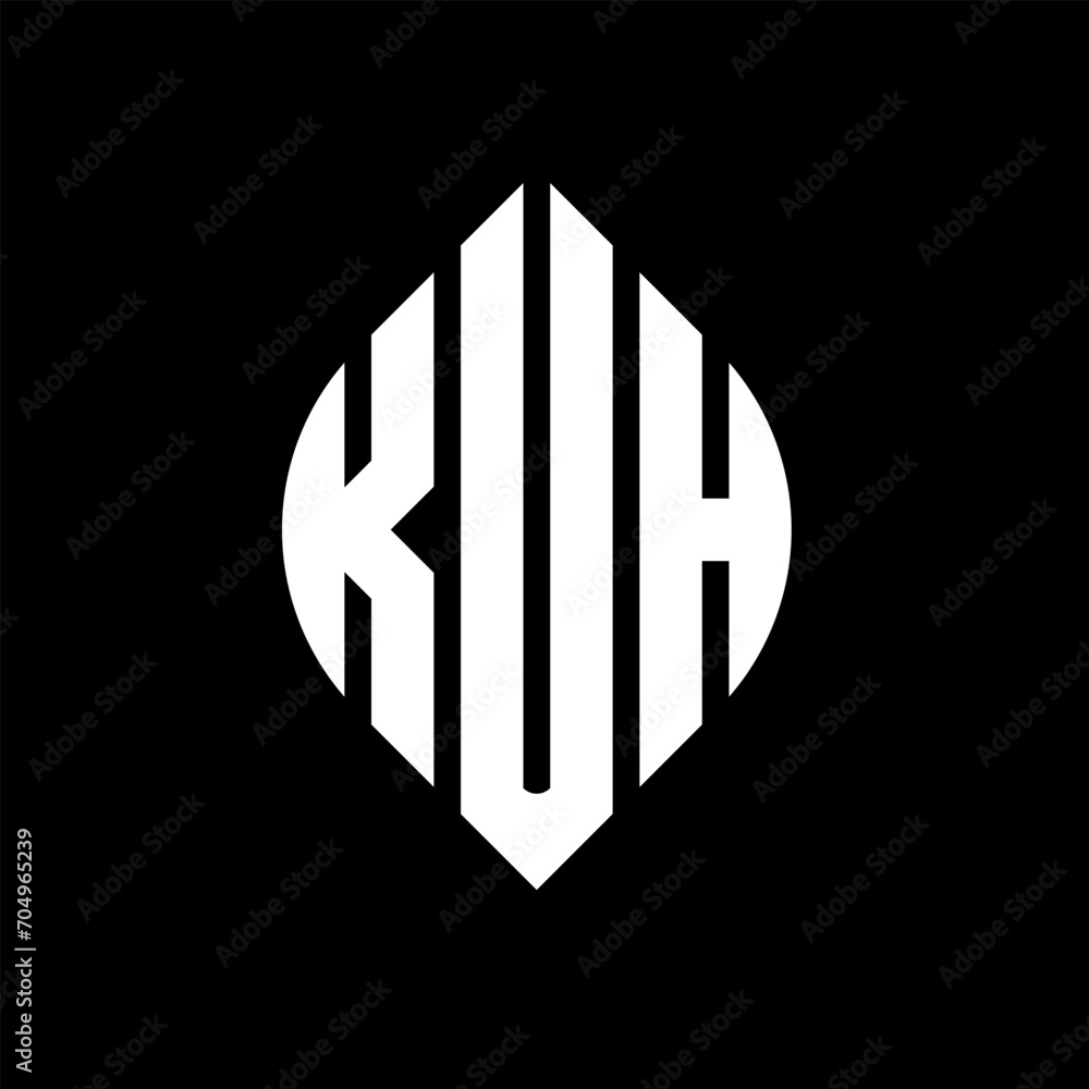 KUH circle letter logo design with circle and ellipse shape. KUH ellipse letters with typographic style. The three initials form a circle logo. KUH circle emblem abstract monogram letter mark vector. KUH circle letter logo design with circle and ellipse shape. KUH ellipse letters with typographic style. The three initials form a circle logo. KUH circle emblem abstract monogram letter mark vector.
