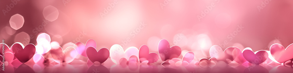 Heart shape bokeh pink background, banner, valentine's day and mother day concept Heart shape bokeh pink background, banner, valentine's day and mother day concept