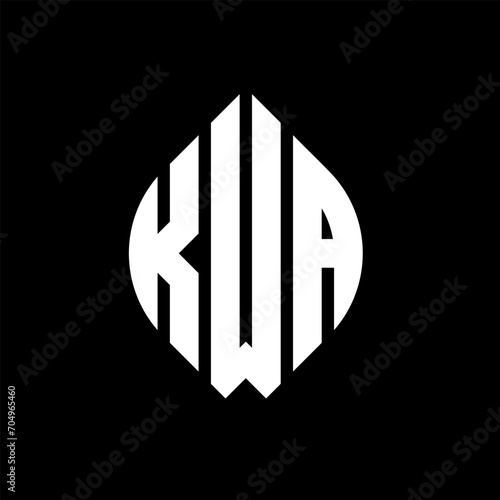 KWA circle letter logo design with circle and ellipse shape. KWA ellipse letters with typographic style. The three initials form a circle logo. KWA circle emblem abstract monogram letter mark vector.