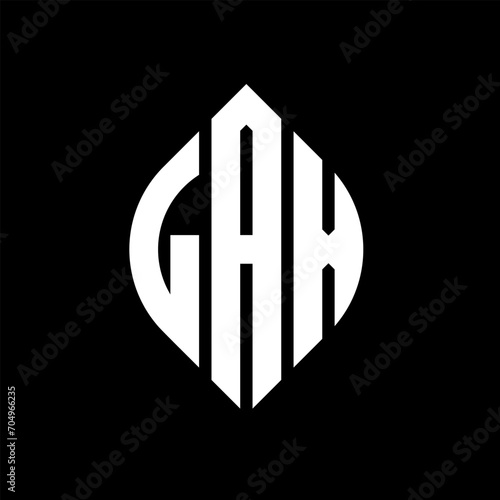 LAX circle letter logo design with circle and ellipse shape. LAX ellipse letters with typographic style. The three initials form a circle logo. LAX circle emblem abstract monogram letter mark vector.