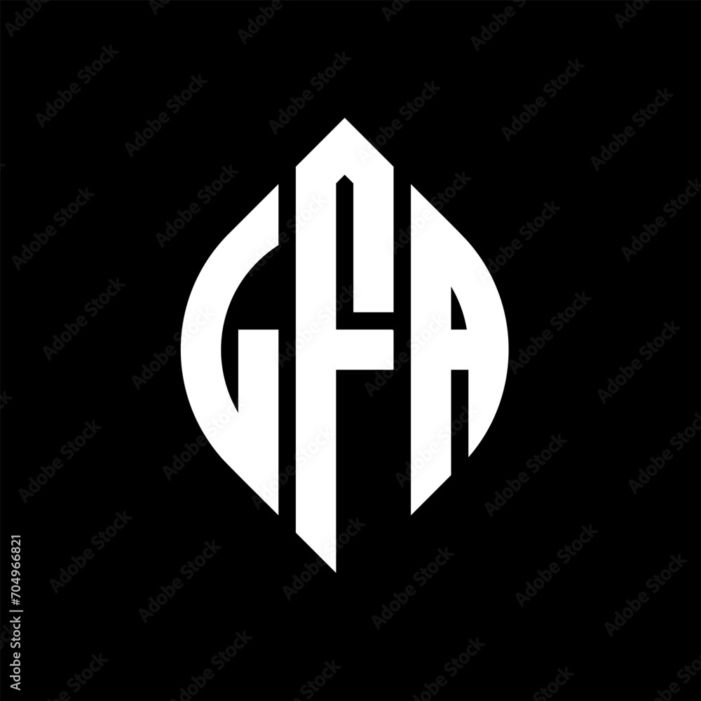 LFA circle letter logo design with circle and ellipse shape. LFA ellipse letters with typographic style. The three initials form a circle logo. LFA circle emblem abstract monogram letter mark vector. LFA circle letter logo design with circle and ellipse shape. LFA ellipse letters with typographic style. The three initials form a circle logo. LFA circle emblem abstract monogram letter mark vector.
