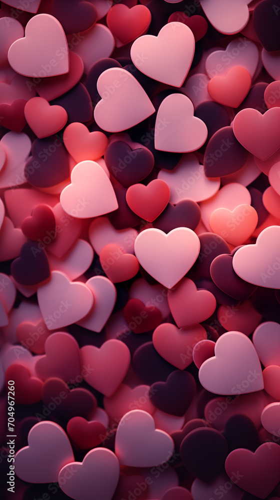 Red hearts background. Valentine's Day card.