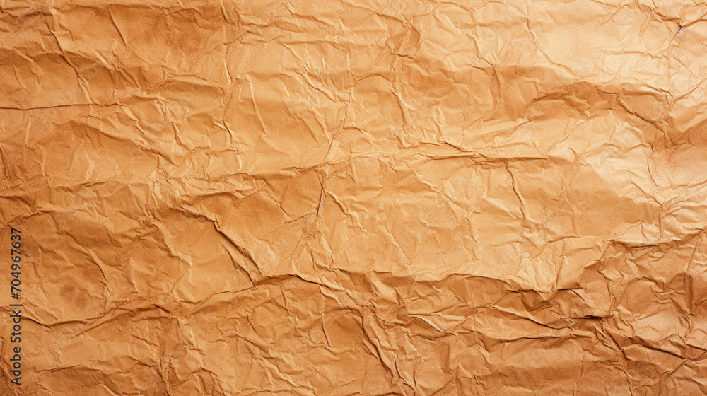 Fototapeta premium Crumpled paper texture in brown color - ai generative