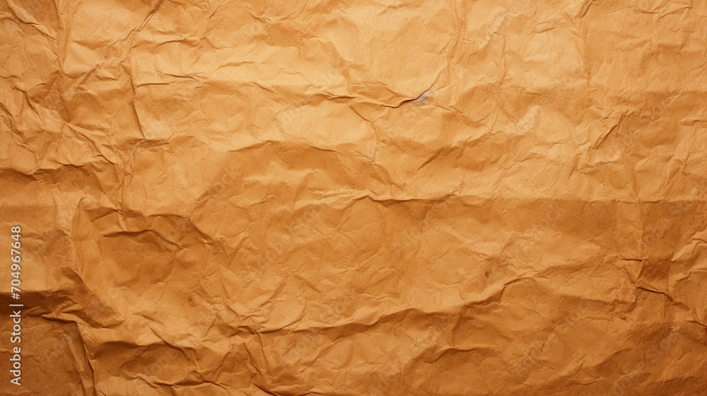 Crumpled paper texture in brown color - ai generative