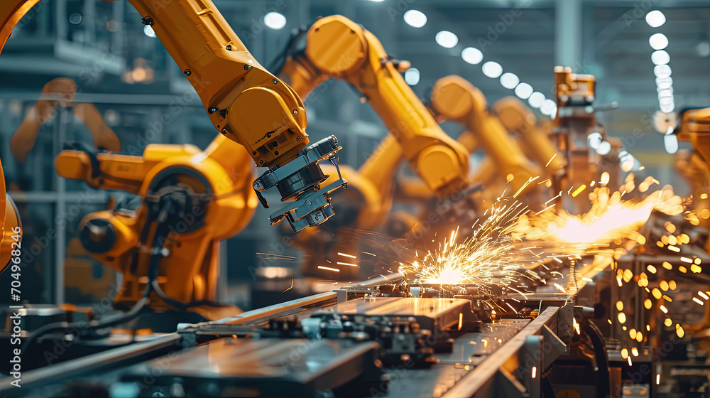 Robotization in a factory. Robotization in a factory.