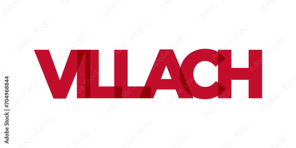 Villach in the Austria emblem. The design features a geometric style, vector illustration with bold typography in a modern font. The graphic slogan lettering.