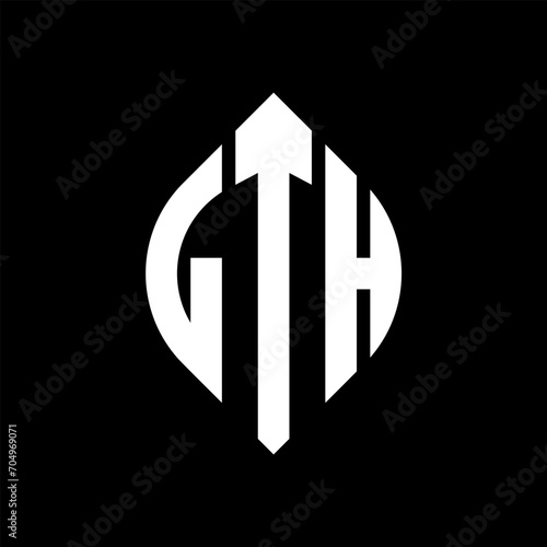 LTH circle letter logo design with circle and ellipse shape. LTH ellipse letters with typographic style. The three initials form a circle logo. LTH circle emblem abstract monogram letter mark vector. photo