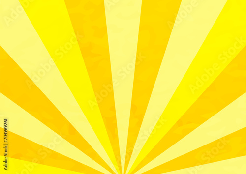 かわいい水彩風の集中線 黄色　サンバースト　横　横長