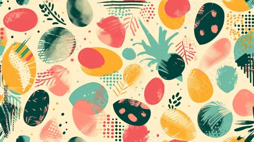 Colorful Easter eggs background. Seamless pattern