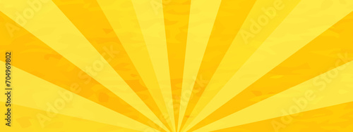 かわいい水彩風の集中線 黄色　サンバースト　横　横長　和風