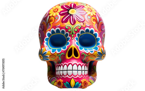 A Glimpse into the World of Brightly Colored Sugar Skulls Isolated on Transparent Background PNG. Isolated on Transparent Background PNG.