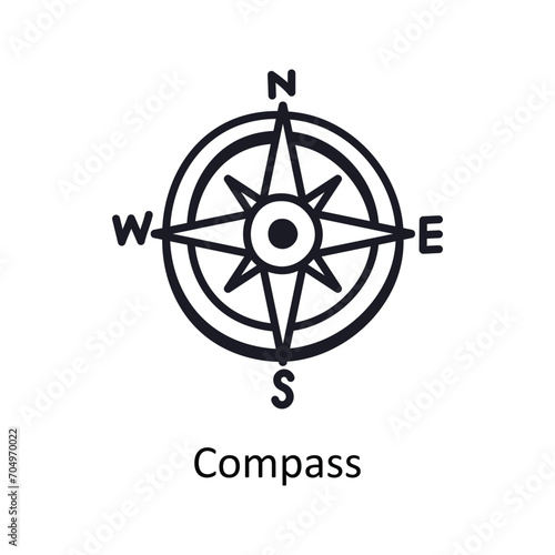 Compass vector outline doodle Design illustration. Symbol on White background EPS 10 File