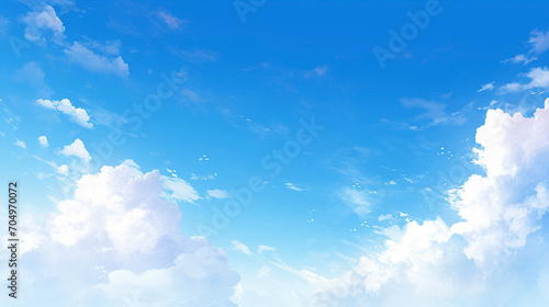 青空と白い雲の背景　Generative AI photo