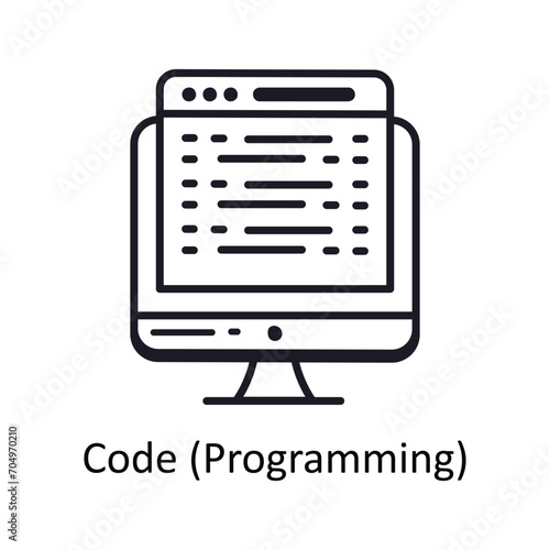 Code (programming) vector outline doodle Design illustration. Symbol on White background EPS 10 File