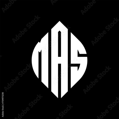 MAS circle letter logo design with circle and ellipse shape. MAS ellipse letters with typographic style. The three initials form a circle logo. MAS circle emblem abstract monogram letter mark vector.
