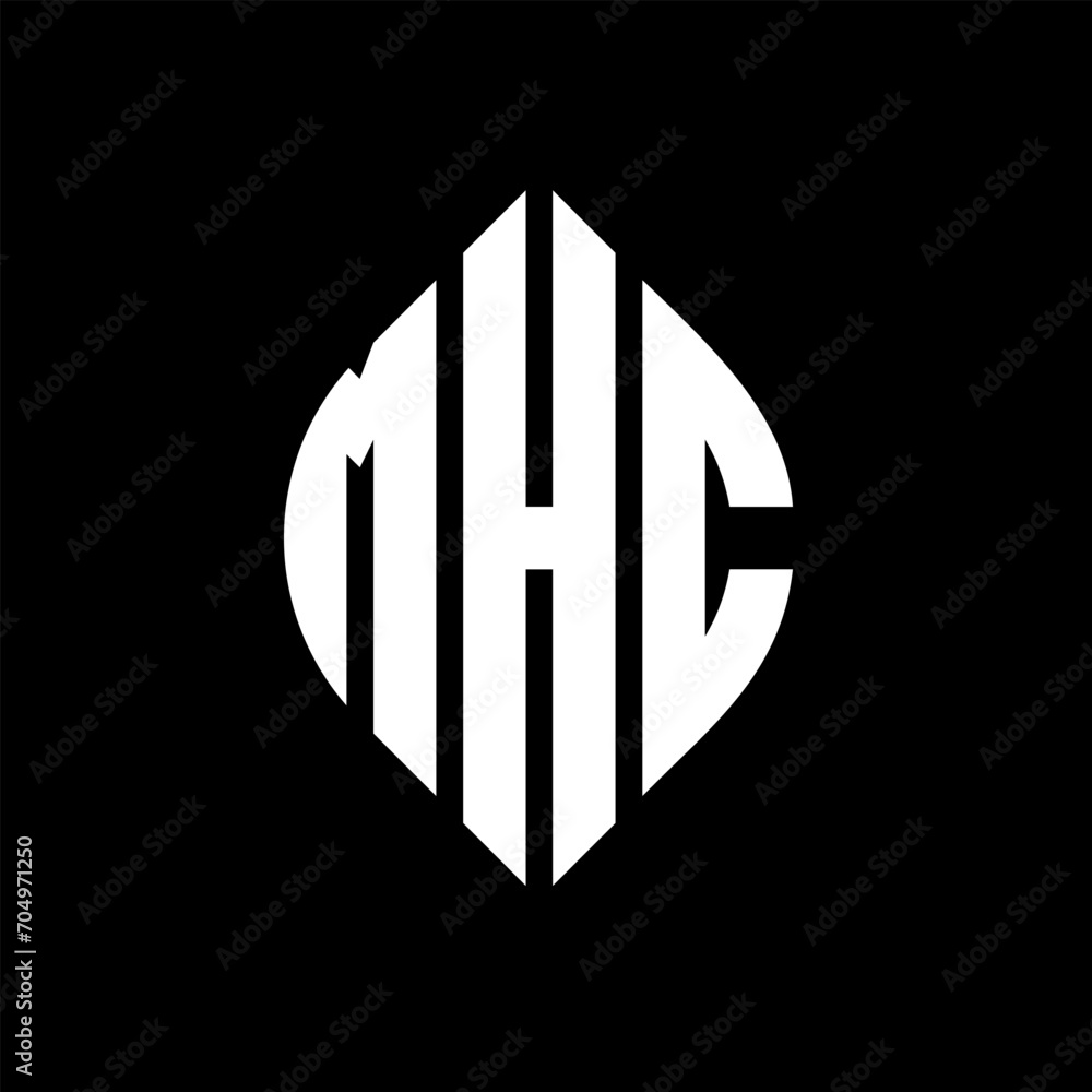 MHC circle letter logo design with circle and ellipse shape. MHC ellipse letters with typographic style. The three initials form a circle logo. MHC circle emblem abstract monogram letter mark vector. MHC circle letter logo design with circle and ellipse shape. MHC ellipse letters with typographic style. The three initials form a circle logo. MHC circle emblem abstract monogram letter mark vector.