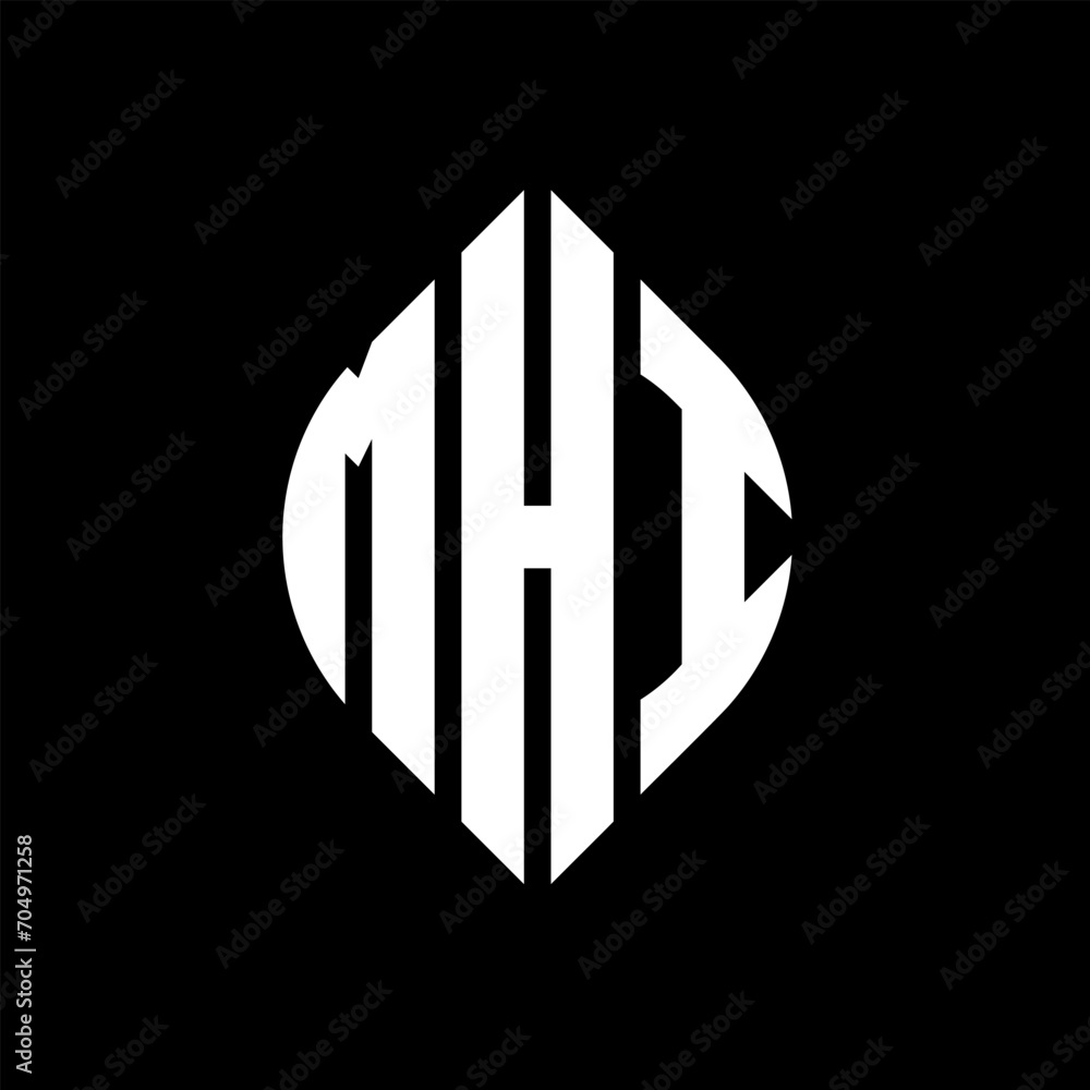 MHI circle letter logo design with circle and ellipse shape. MHI ellipse letters with typographic style. The three initials form a circle logo. MHI circle emblem abstract monogram letter mark vector. MHI circle letter logo design with circle and ellipse shape. MHI ellipse letters with typographic style. The three initials form a circle logo. MHI circle emblem abstract monogram letter mark vector.