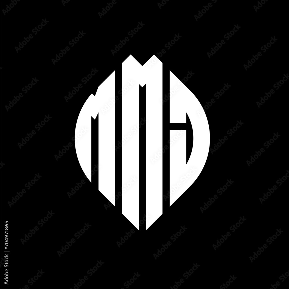 MMJ circle letter logo design with circle and ellipse shape. MMJ ellipse letters with typographic style. The three initials form a circle logo. MMJ circle emblem abstract monogram letter mark vector. MMJ circle letter logo design with circle and ellipse shape. MMJ ellipse letters with typographic style. The three initials form a circle logo. MMJ circle emblem abstract monogram letter mark vector.