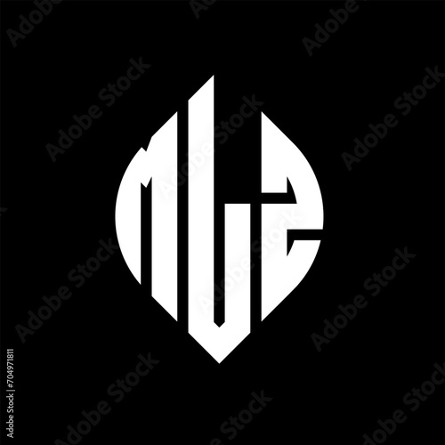 MLZ circle letter logo design with circle and ellipse shape. MLZ ellipse letters with typographic style. The three initials form a circle logo. MLZ circle emblem abstract monogram letter mark vector.