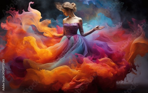 The enchanting ballet of colors as abstract smoke intertwines with the gentle whispers of the breeze.