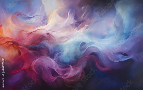 The emotional symphony painted by swirling wisps of abstract smoke against a twilight sky.