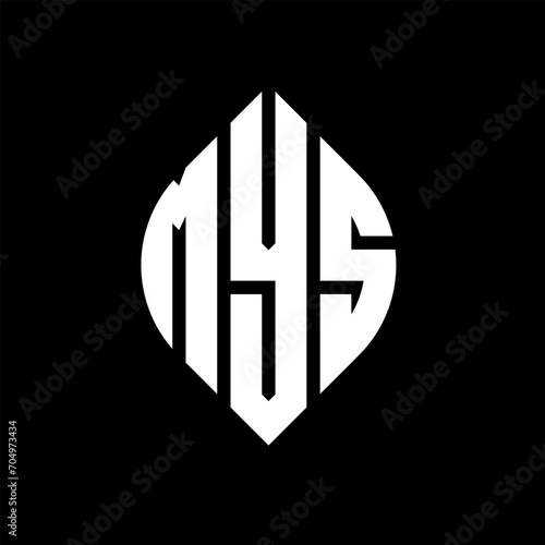 MYS circle letter logo design with circle and ellipse shape. MYS ellipse letters with typographic style. The three initials form a circle logo. MYS circle emblem abstract monogram letter mark vector.