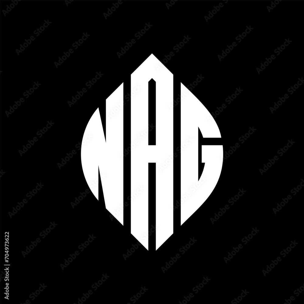 NAG circle letter logo design with circle and ellipse shape. NAG ellipse letters with typographic style. The three initials form a circle logo. NAG circle emblem abstract monogram letter mark vector. NAG circle letter logo design with circle and ellipse shape. NAG ellipse letters with typographic style. The three initials form a circle logo. NAG circle emblem abstract monogram letter mark vector.