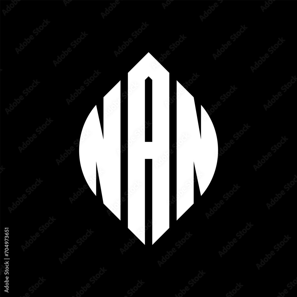 NAN circle letter logo design with circle and ellipse shape. NAN ellipse letters with typographic style. The three initials form a circle logo. NAN circle emblem abstract monogram letter mark vector. NAN circle letter logo design with circle and ellipse shape. NAN ellipse letters with typographic style. The three initials form a circle logo. NAN circle emblem abstract monogram letter mark vector.
