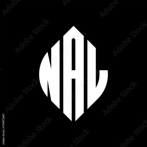 NAL circle letter logo design with circle and ellipse shape. NAL ellipse letters with typographic style. The three initials form a circle logo. NAL circle emblem abstract monogram letter mark vector. photo