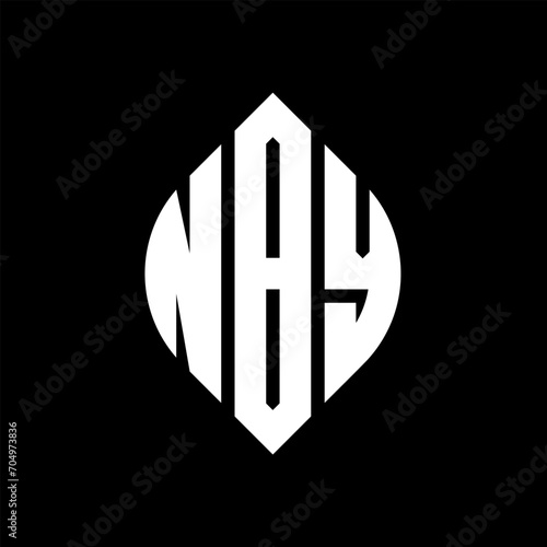 NBY circle letter logo design with circle and ellipse shape. NBY ellipse letters with typographic style. The three initials form a circle logo. NBY circle emblem abstract monogram letter mark vector. photo