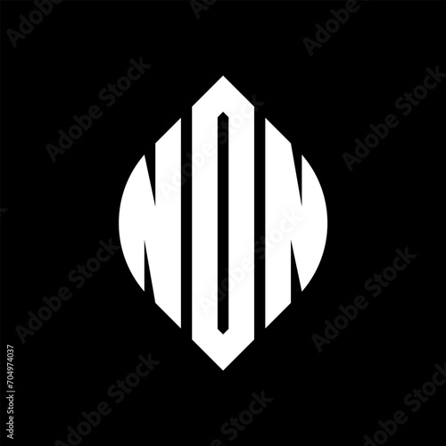 NDN circle letter logo design with circle and ellipse shape. NDN ellipse letters with typographic style. The three initials form a circle logo. NDN circle emblem abstract monogram letter mark vector. photo