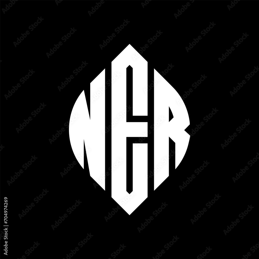 NER circle letter logo design with circle and ellipse shape. NER ellipse letters with typographic style. The three initials form a circle logo. NER circle emblem abstract monogram letter mark vector. NER circle letter logo design with circle and ellipse shape. NER ellipse letters with typographic style. The three initials form a circle logo. NER circle emblem abstract monogram letter mark vector.