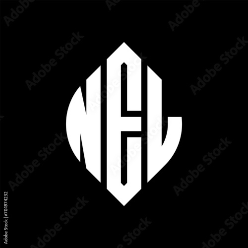 NEL circle letter logo design with circle and ellipse shape. NEL ellipse letters with typographic style. The three initials form a circle logo. NEL circle emblem abstract monogram letter mark vector. photo