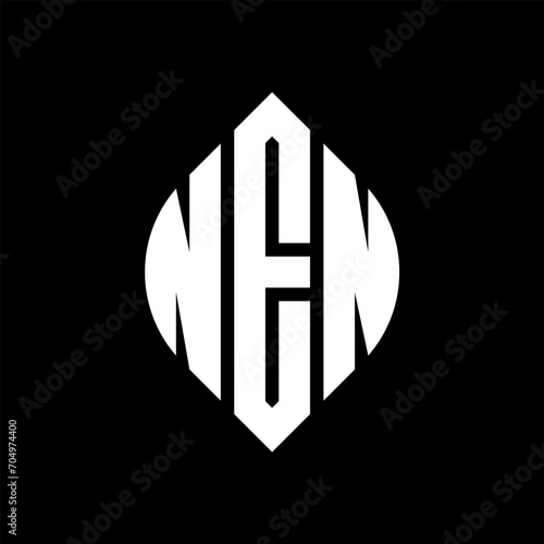 NEN circle letter logo design with circle and ellipse shape. NEN ellipse letters with typographic style. The three initials form a circle logo. NEN circle emblem abstract monogram letter mark vector. photo