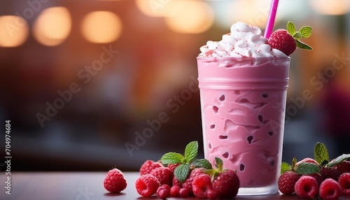 AI-Crafted Delight: Summer Bliss Milkshake with Berries & Chocolate photo