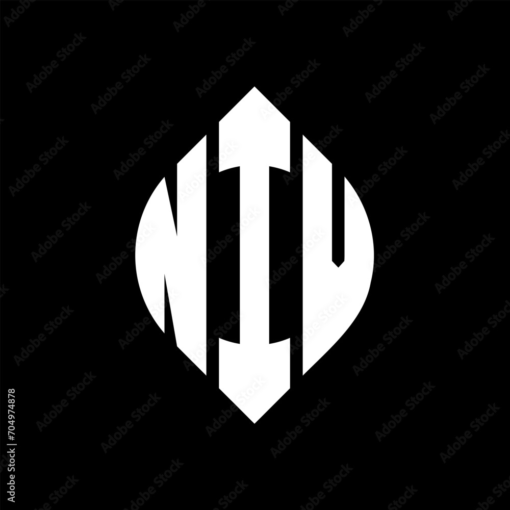 NIV circle letter logo design with circle and ellipse shape. NIV ellipse letters with typographic style. The three initials form a circle logo. NIV circle emblem abstract monogram letter mark vector. NIV circle letter logo design with circle and ellipse shape. NIV ellipse letters with typographic style. The three initials form a circle logo. NIV circle emblem abstract monogram letter mark vector.