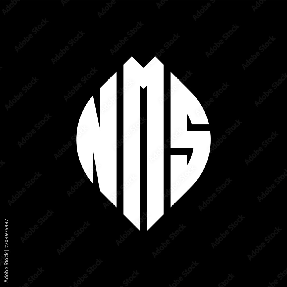 NMS circle letter logo design with circle and ellipse shape. NMS ellipse letters with typographic style. The three initials form a circle logo. NMS circle emblem abstract monogram letter mark vector. NMS circle letter logo design with circle and ellipse shape. NMS ellipse letters with typographic style. The three initials form a circle logo. NMS circle emblem abstract monogram letter mark vector.