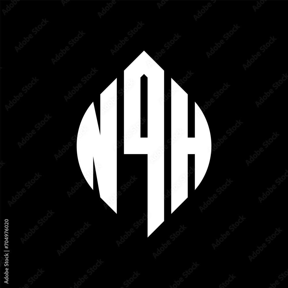 NQH circle letter logo design with circle and ellipse shape. NQH ellipse letters with typographic style. The three initials form a circle logo. NQH circle emblem abstract monogram letter mark vector. NQH circle letter logo design with circle and ellipse shape. NQH ellipse letters with typographic style. The three initials form a circle logo. NQH circle emblem abstract monogram letter mark vector.