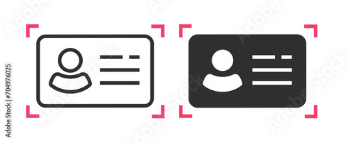 Id card scan verification icon vector as kyc check security tech graphic, identity proof scanner data or person info, user customer document legal verify, account profile authentication image