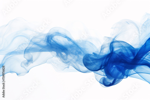 Abstract Blue Ink Swirl in Water on White Background
