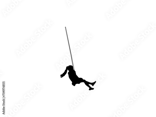 girl swings sideways icon. girl swings silhouette.