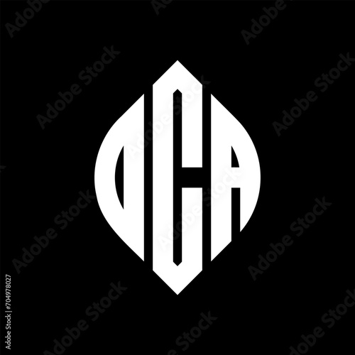 OCA circle letter logo design with circle and ellipse shape. OCA ellipse letters with typographic style. The three initials form a circle logo. OCA circle emblem abstract monogram letter mark vector.