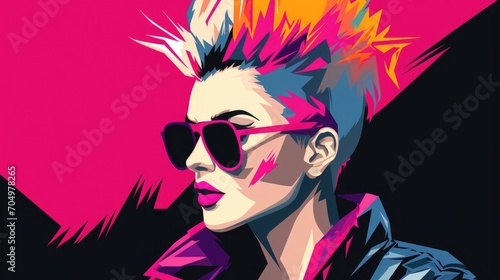 A portrait of a punk woman 80s pop art style art