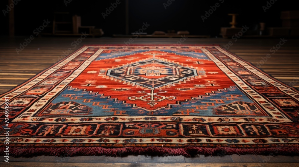 Red Carpet Retro Arabic Traditional Motif Vintage Style Detailed - obrazy, fototapety, plakaty 