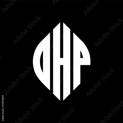 OHP circle letter logo design with circle and ellipse shape. OHP ellipse letters with typographic style. The three initials form a circle logo. OHP circle emblem abstract monogram letter mark vector. photo