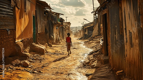 Slums in poor countries. A country that remains in development. photo
