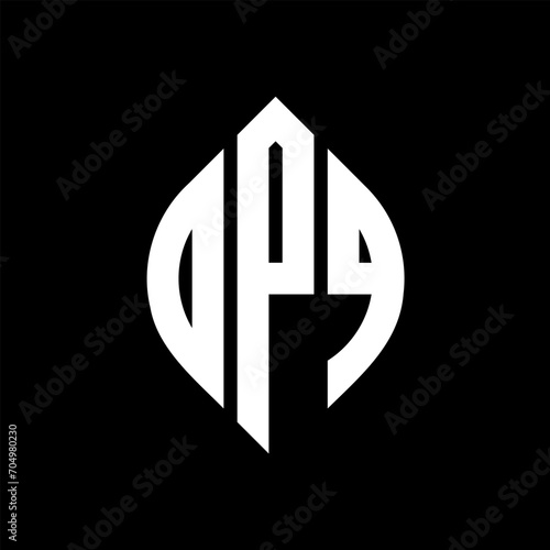 OPQ circle letter logo design with circle and ellipse shape. OPQ ellipse letters with typographic style. The three initials form a circle logo. OPQ circle emblem abstract monogram letter mark vector. photo