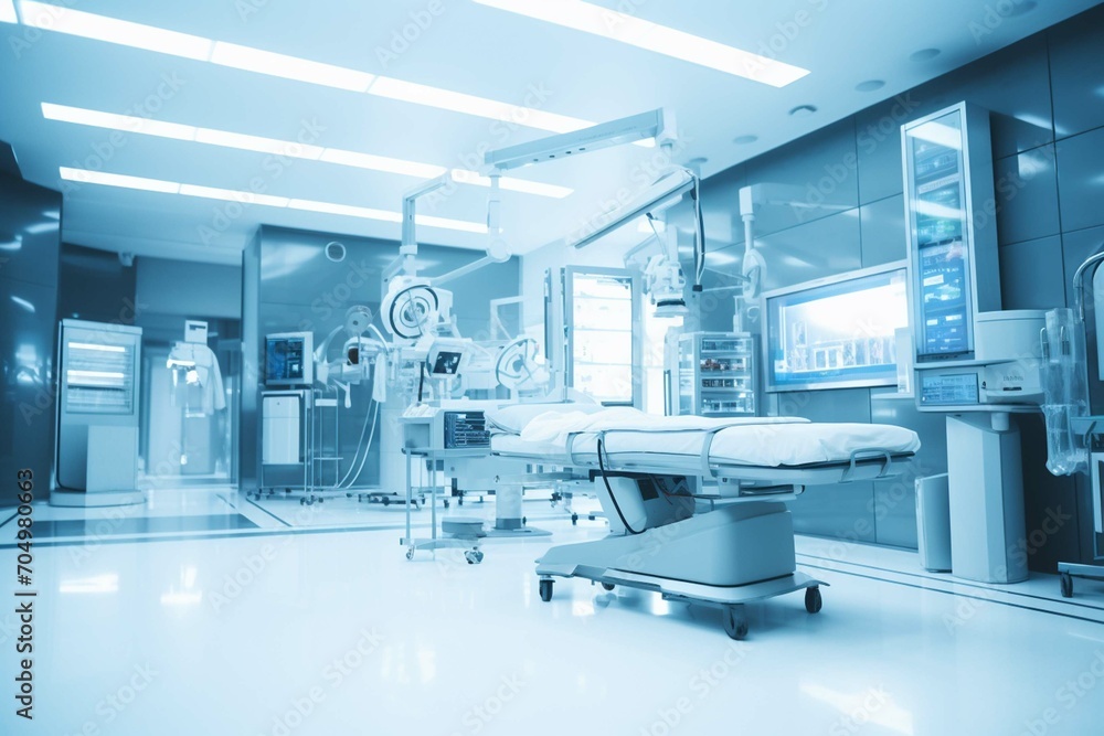 Blurred background of modern operating room at hospital