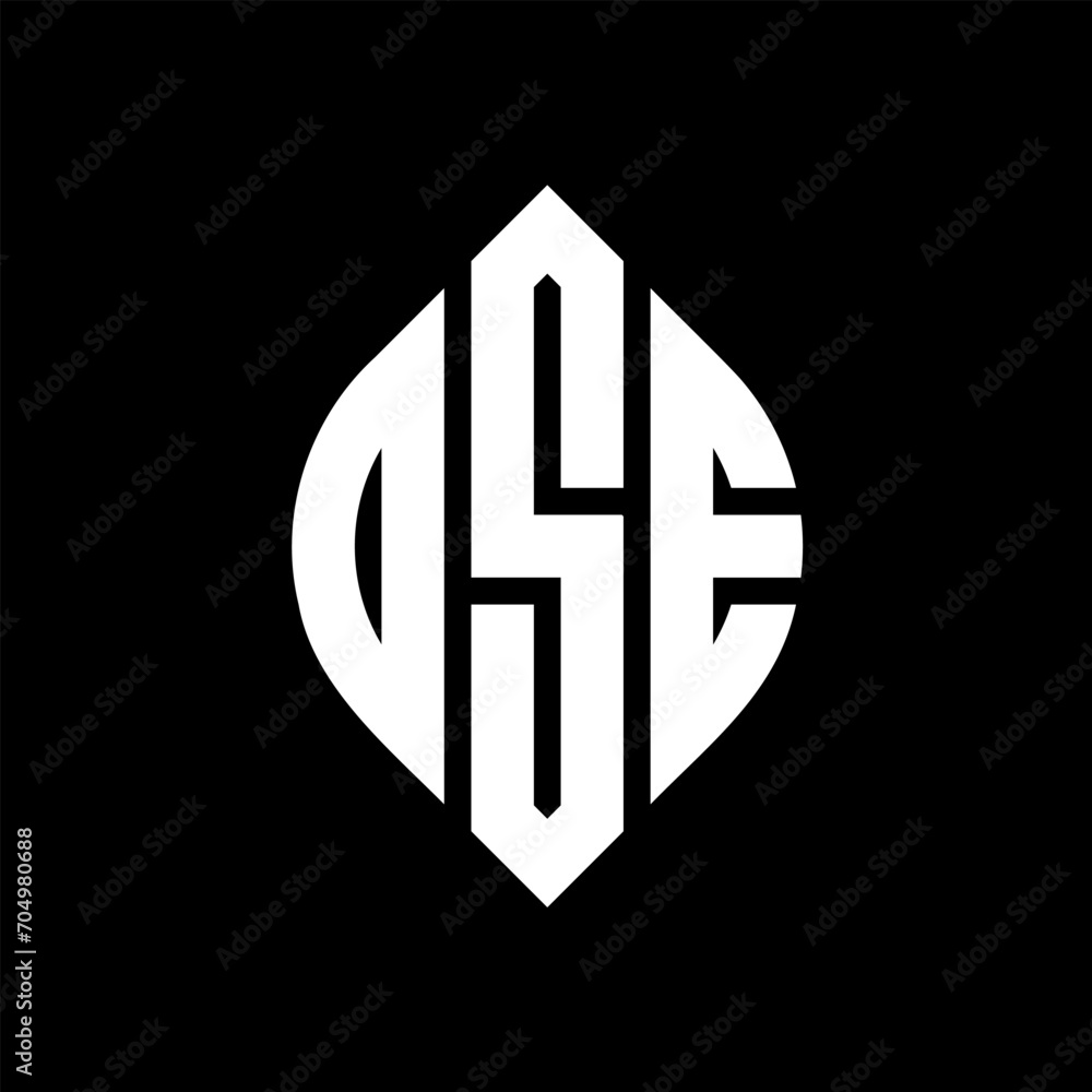 Obraz premium OSE circle letter logo design with circle and ellipse shape. OSE ellipse letters with typographic style. The three initials form a circle logo. OSE circle emblem abstract monogram letter mark vector.