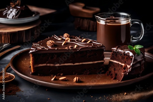 Traditional homemade chocolate cake sweet pastry dessert with